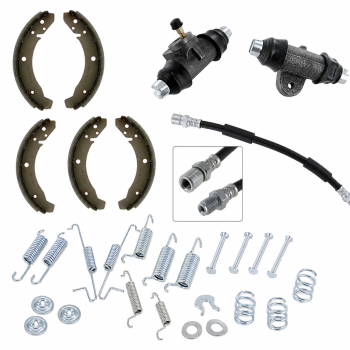 Brake SET VW Beetle 68 and later with IRS wheel cylinder brake shoes mouting kit brake hose